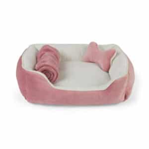 EveryYay Essentials Snooze Fest Dog Bed Bundle, 22" L X 18" W, Pink, Small, Pink