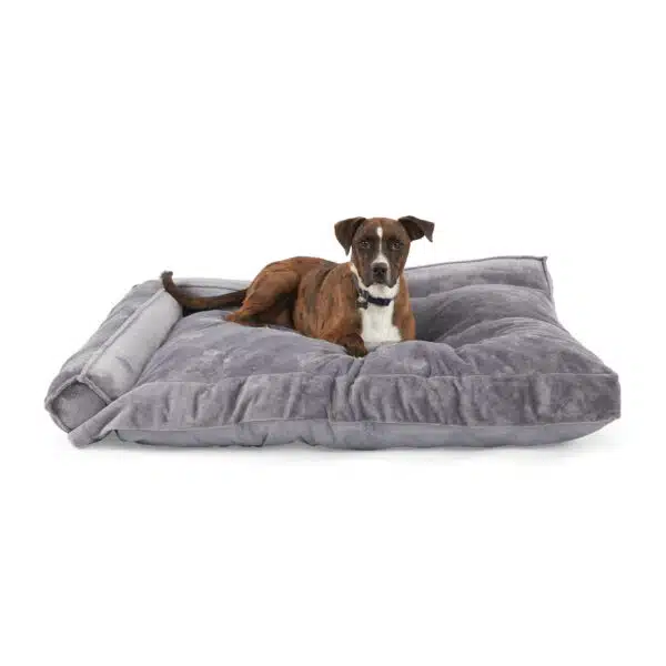 EveryYay Essentials Snooze Fest Grey Corner Dog Bed, 48" L X 36" W, X-Large, Gray