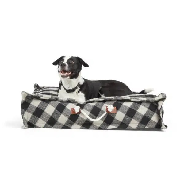 EveryYay Essentials Snooze Fest Grey Plaid Square Lounger Dog Bed, 32" L X 32" W, Medium, Gray