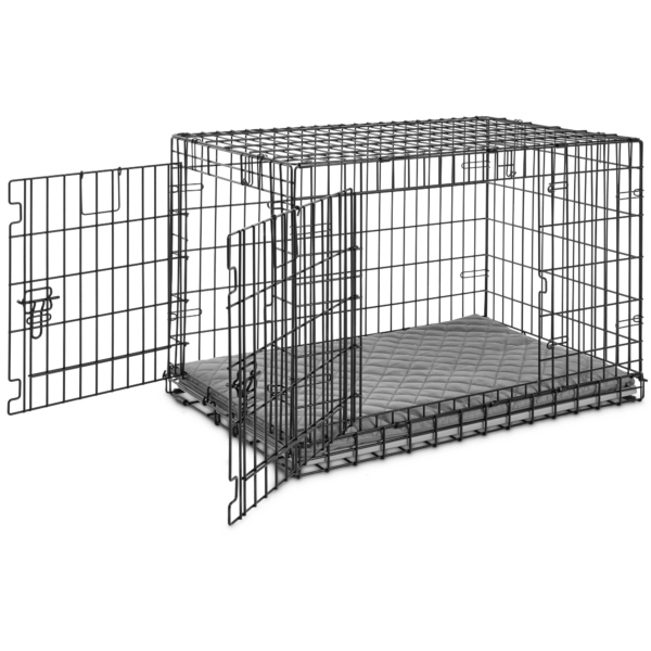 EveryYay Going Places Ultra Tough 2-Door Folding Dog Crate, 36.7" L X 23.6" W X 24.9" H, Large, Black
