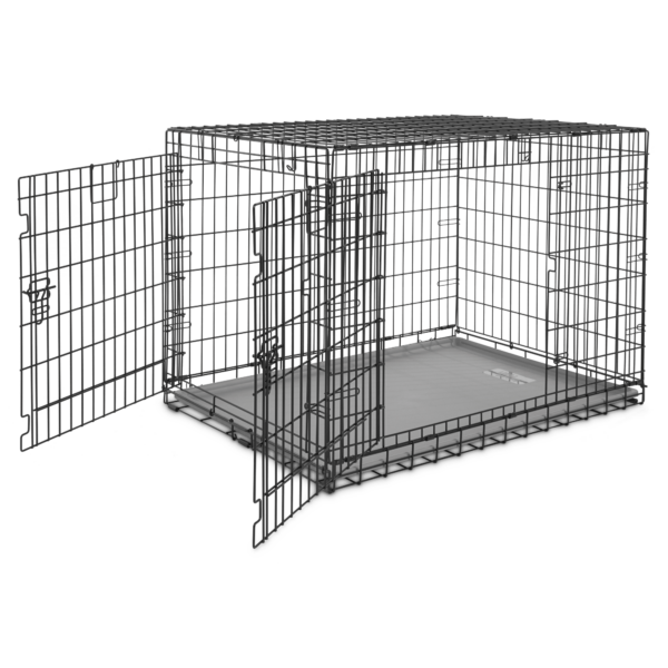 EveryYay Going Places Ultra Tough 2-Door Folding Dog Crate, 43.3" L X 29.3" W X 30.8" H, X-Large, Black