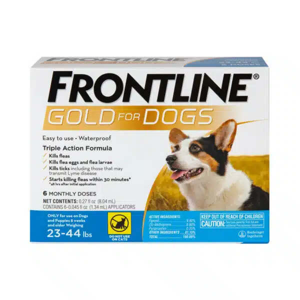 FRONTLINE Gold Flea & Tick Treatment for Medium Dogs Up to 23 to 44 lbs., Pack of 6, 6 CT