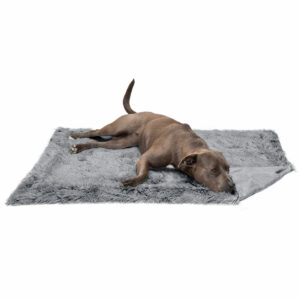 Furhaven Waterproof Calming Plush Long Faux Fur & Velvet Washable Dog Blanket, Large, 50" L X 35" W X 0.25" H, Gray, Gray