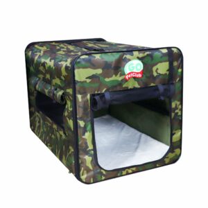 Go Pet Club Foldable Soft Crate in Forest Green Camo for Dogs, 25.75" L X 18.5" W X 24" H, Medium, Green