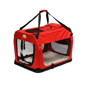 Go Pet Club Portable Soft Red Dog Crate, 32" L X 23.25" W X 23.25" H, Large, Red