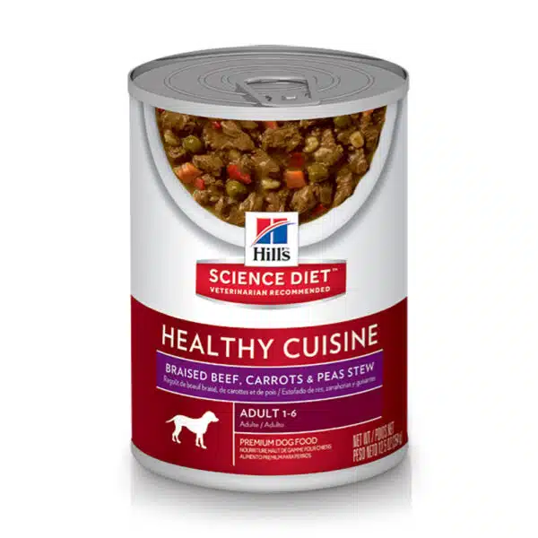 Hill's Science Diet Healthy Cuisine Adult Braised Beef, Carrots, & Peas Stew Canned Dog Food - 12.5 oz, two cases of 12