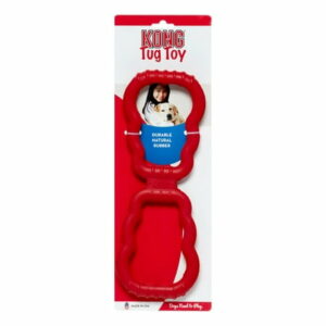 KONG Durable Natural Rubber Tug Dog Toy with Grips Red