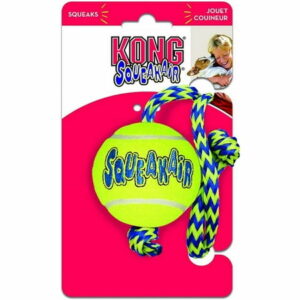 KONG Squeaker Ball with Rope Dog Toy