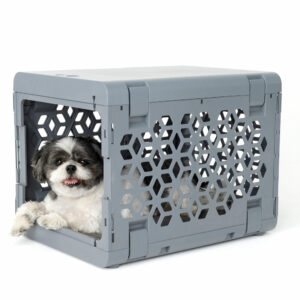 KindTail PAWD Grey Modern Collapsible Dog Crate, 21" L X 15.75" W X 16" H, Small, Grey