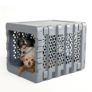 KindTail PAWD Grey Modern Collapsible Dog Crate, 26" L X 20" W X 21" H, Medium, Grey