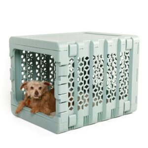 KindTail PAWD Light Green Modern Collapsible Dog Crate, 26" L X 20" W X 21" H, Medium, Green