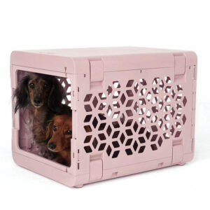 KindTail PAWD Pink Modern Collapsible Dog Crate, 21" L X 15.75" W X 16" H, Small, Pink