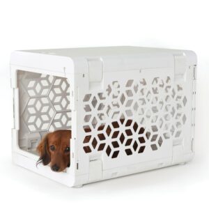 KindTail PAWD White Modern Collapsible Dog Crate, 21" L X 15.75" W X 16" H, Small, Off-White