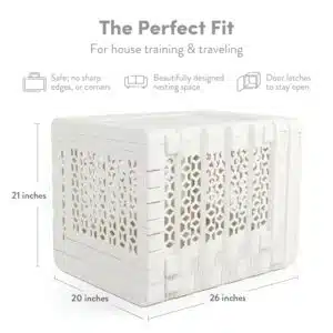 KindTail PAWD White Modern Collapsible Dog Crate, 26" L X 20" W X 21" H, Medium, Off-White