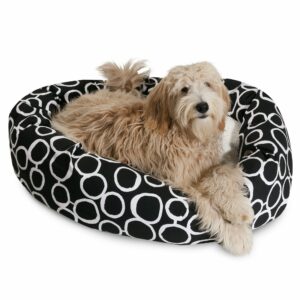 Majestic Pet Fusion Black Sherpa Bagel Dog Bed, 40" L x 29" W, Large, Black