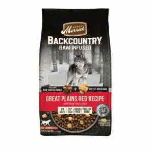 Merrick Backcountry Grain Free Dry Adult Dog Food Kibble With Freeze Dried Raw Pieces, Great Plains Red Recipe - 20 lb Bag