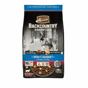 Merrick Backcountry Grain Free Dry Adult Dog Food, Kibble With Freeze Dried Raw Pieces Heros Banquet Recipe - 20 lb Bag