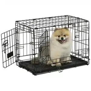 Midwest Contour Double Door Folding Dog Crate, 23.03" L X 14.17" W X 16.33" H, X-Small, Black