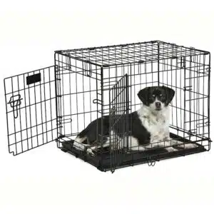 Midwest Contour Double Door Folding Dog Crate, 24.8" L X 17.71" W X 19.48" H, Small, Black