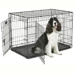 Midwest Contour Double Door Folding Dog Crate, 36.41" L X 23.22" W X 24.4" H, Large, Black