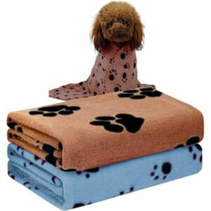 Pack of 2 Cute Paw Print Blanket Puppy Dog Blanket Pet Blankets Small Animals Blanket for Small Animals Beige Light Blue Pet blanket puppy blanket