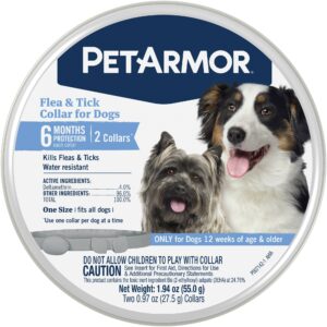 PetArmor Flea & Tick Dog Collar, Count of 2, .121 LB, Gray