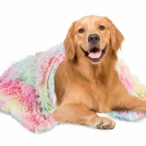 Ruanlalo Dog Blanket Soft Plush Reversible Warm Pet Snuggle Blanket Sleeping Mat for Dog Bed Couch Sofa Car Pink M