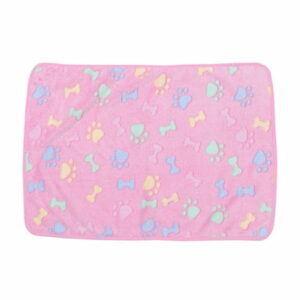 1 Pc Pet Carpet Coral Small Pink Bone Printed Pet Dog Blanket Super Pet Cushion Sleep Mat (76x53cm)