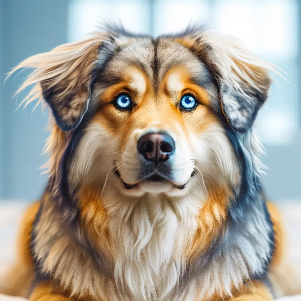 An AI rendition of a Siberian Husky Golden Retriever Mixed Breed Dog