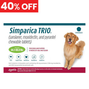 40% Off Simparica Trio For Dogs 44.1-88 Lbs (Green) 3 Chews