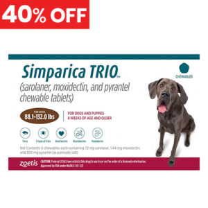 40% Off Simparica Trio For Dogs 88.1-132 Lbs (Red) 12 Chews