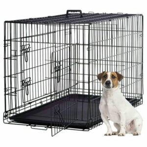 42 Inch Dog Kennel Dog Crate Wire Cage Foldable XL Dog Cages for Medium Large Dogs Collapsible Travel Crate Dog Kennels with 2 Doors Black