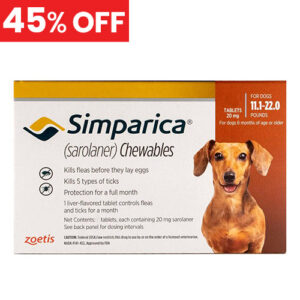 45% Off Simparica For Dogs 11.1-22 Lbs (Brown) 3 Doses