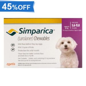 45% Off Simparica For Dogs 5.6-11 Lbs (Purple) 6 Pack