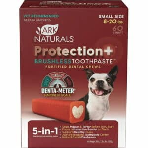 ARK NATURALS Protection+ Brushless Toothpaste Dog Dental Chews for Small Breeds Prevents Plaque & Tartar Freshens Breath 35oz 1 Pack Red Small Breed 35 Ounce (Pack of 1)