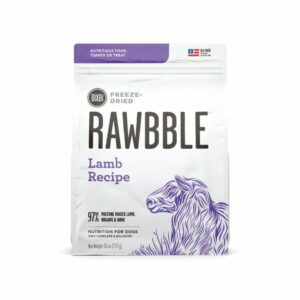BIXBI Rawbble Freeze Dried Dog Food Lamb Recipe 26 oz - 97% Meat and Organs No Fillers - Pantry-Friendly Raw Dog Food for Meal Treat or Food Topper - USA Made in Small Batches