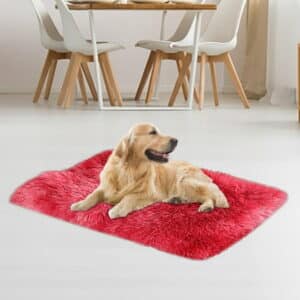 Brother Teddy Dog Blankets for Small Dogs Solid Color Pet Beds Washable-Rectangle Pet Autumn Winter Warming Beds Soft Fluffy Warm and Cozy 14.1 X19.6 Red