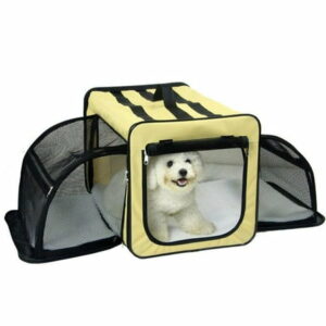 Capacious Dual Expandable Wire Dog Crate Khaki - Medium