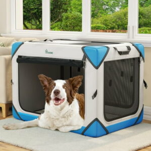 Dextrus Collapsible Dog Crate with 4 Doors Portable Travel Dog Crates and Kennels with Mesh Windows for Indoor Outdoor Travel Ideal for Large Medium Small Dogs(36 L x 25 W x 25 H)