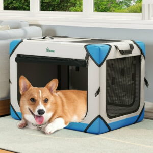 Dextrus Portable Dog Crate with 4 Doors Sturdy Mesh Windows Collapsible Design Ideal for Indoor and Outdoor Use Travel-Friendly Dog Kennel(30 L x 21 W x 21 H)