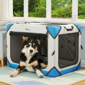 Dextrus Portable Dog Travel Crate Collapsible Dog Crate with 4 Doors and Sturdy Mesh Windows Soft Dog Kennel for Indoor and Outdoor Use(36 L x 25 W x 25 H)