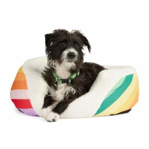 EveryYay Essentials Rainbow Cuddler Dog Bed, 23" L X 17" W X 7" H, Rainbow, Small, Multi-Color