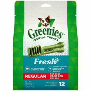 GREENIES Regular Natural Dog Dental Care Chews Oral Health Dog Treats Fresh Flavor 12 oz. Pack (12 Treats)