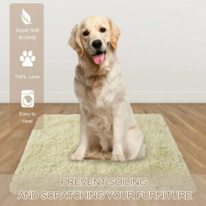 HA-EMORE Waterproof Dog Blanket for Bed Couch Sofa Soft Warm Fluffy Faux Fur Fleece Puppy Blankets Machine Washable Pet Blanket Beige white 80×100cm