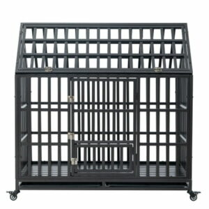 Heavy Duty Dog Cage pet Crate with Roof & window on roof