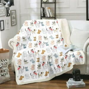 Kids Cute Dog Blanket 40x50 Cartoon Puppy Pug Throw Blanket for Bed for Girls Boys Lovely Pet Travel Blanket Animal Theme Fleece Blanket for Animal Lovers Modern 3D Printed Home Bedroom Decor