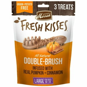 Merrick Fresh Kisses Dental Chews for Dogs Natural Dog Treats Pumpkin for Dogs Over 50 Lbs - 4.8 oz. Pouch