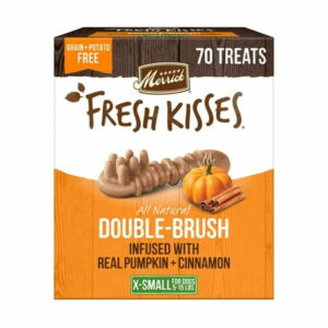 Merrick Fresh Kisses Dental Chews for Dogs Pumpkin and Cinnamon Natural Dog Treats for Small Dogs 5-15 Lbs - 21 oz. Bag