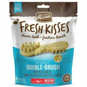 Merrick Fresh Kisses Grain-Free Mint Breath Strips Medium Brush Dental Dog Treats 6 Ct