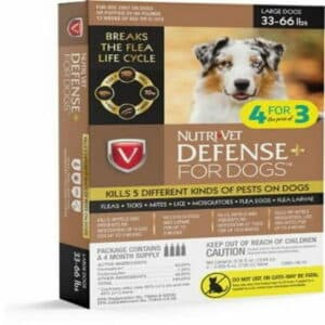 Nutri-Vet 669125539743 DefensePlus Flea & Tick for Dogs - Large - 33-66 lbs - Pack of 4